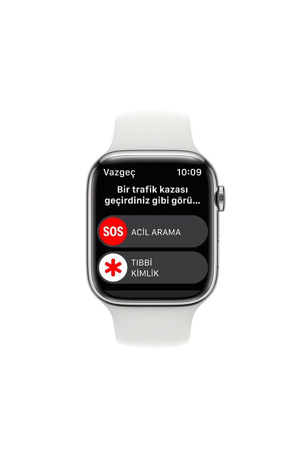 Apple Watch Series 8 GPS + Cellular 41mm Gümüş Paslanmaz Çelik Kasa ve Beyaz Spor Kordon - Regular - Görsel 6