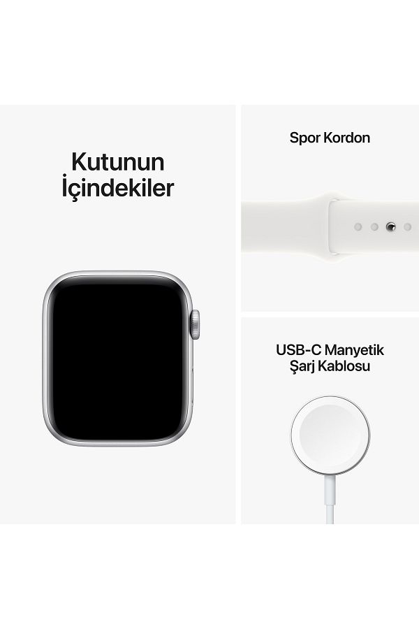 Apple Watch SE GPS + Cellular 44mm Gümüş Alüminyum Kasa ve Beyaz Sport Band - Regular - Görsel 8