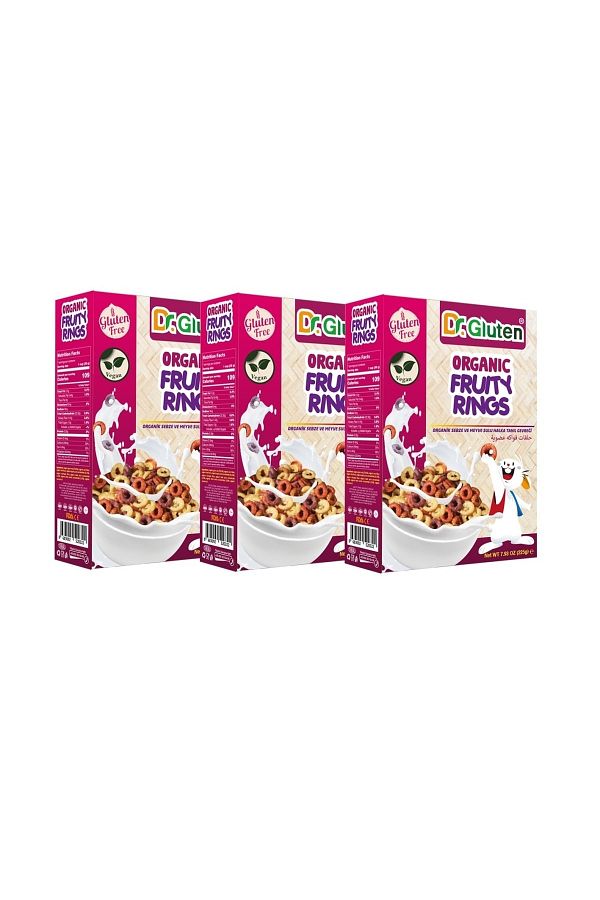 Dr. Gluten Organik Glutensiz Sebze Ve Meyve Sulu Halka Tahıl Gevreği 225 G X3 Adet