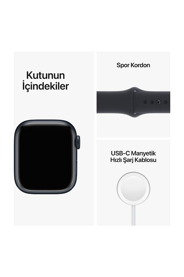 Apple Watch Series 8 GPS + Cellular 41mm Gece Yarısı Alüminyum Kasa ve Spor Kordon - Regular - Görsel 9