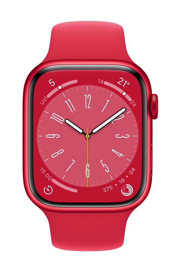 Apple Watch Series 8 45mm GPS Kırmızı Alüminyum Kasa ve Spor Kordon - Regular (Apple Türkiye Garantili) - Görsel 2