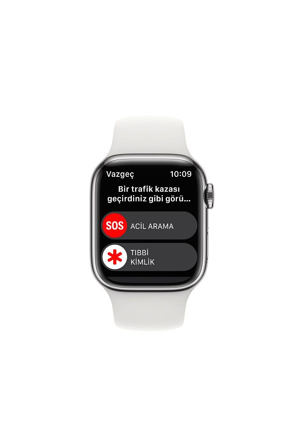 Apple Watch Series 8 GPS + Cellular 45mm Gümüş Paslanmaz Çelik Kasa ve Beyaz Spor Kordon - Regular - Görsel 4