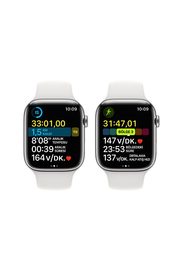 Apple Watch Series 8 GPS + Cellular 41mm Gümüş Paslanmaz Çelik Kasa ve Beyaz Spor Kordon - Regular - Görsel 7