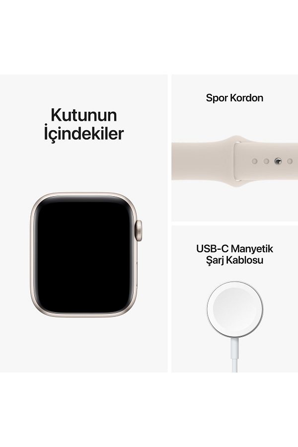Apple Watch SE 44mm GPS Yıldız Işığı Alüminyum Kasa ve Yıldız Işığı Spor Kordon (Apple Türkiye Garantili) - Görsel 8
