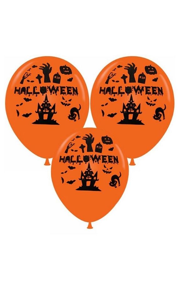 Happy Halloween Cadılar Bayramı Temalı Balon 10 Adet Halloween Baskılı Turuncu Balonlar