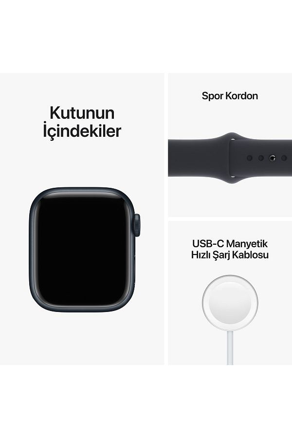 Apple Watch Series 8 41mm GPS Gece Yarısı Alüminyum Kasa ve Spor Kordon-Regular (Apple Türkiye Garantili) - Görsel 9