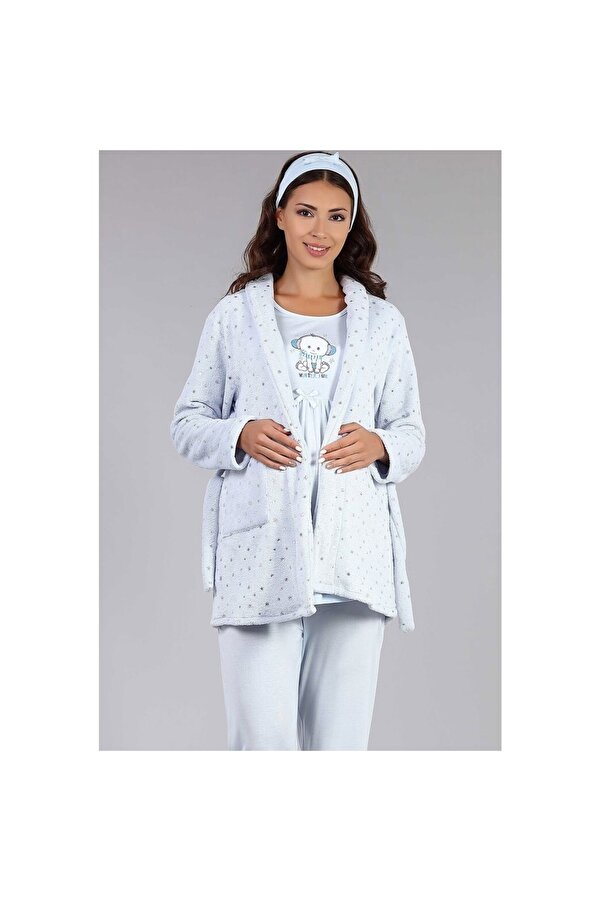 Polar Sabahlıklı Lohusa Pijama Takım İlkem Hamile
