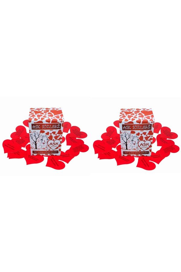 2 Paket Aşk Sözleri (365 Güne Özel Sözler) Kalp Şeklinde Kırmızı Renk