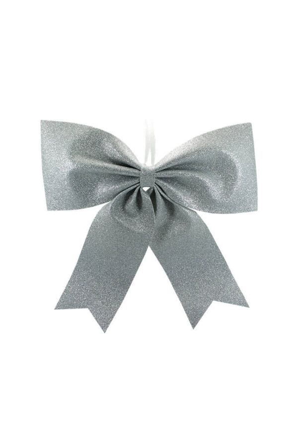 2 Adet Yılbaşı Gümüş Fiyonk Süs 20 Cm