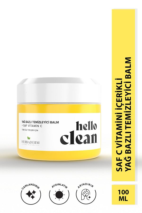 Hello Clean Aydınlatıcı, Canlandırıcı Yağ Bazlı Temizleyici Balm Saf Vitamin C 100 ml