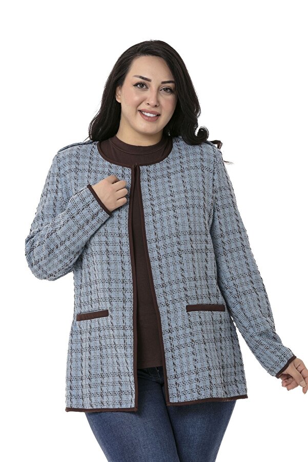 Piped Epaulette-detail Mock with Pockets Agraflı Unlined Jacket &mdash; Blue