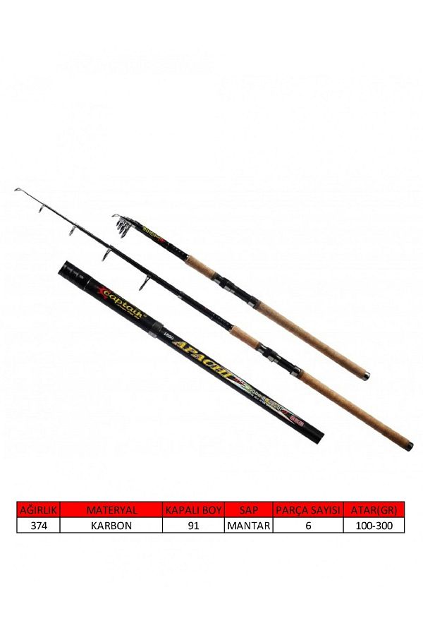 1650 Apachi Teleskopik Kamış 100-300gr Atar 350 Cm
