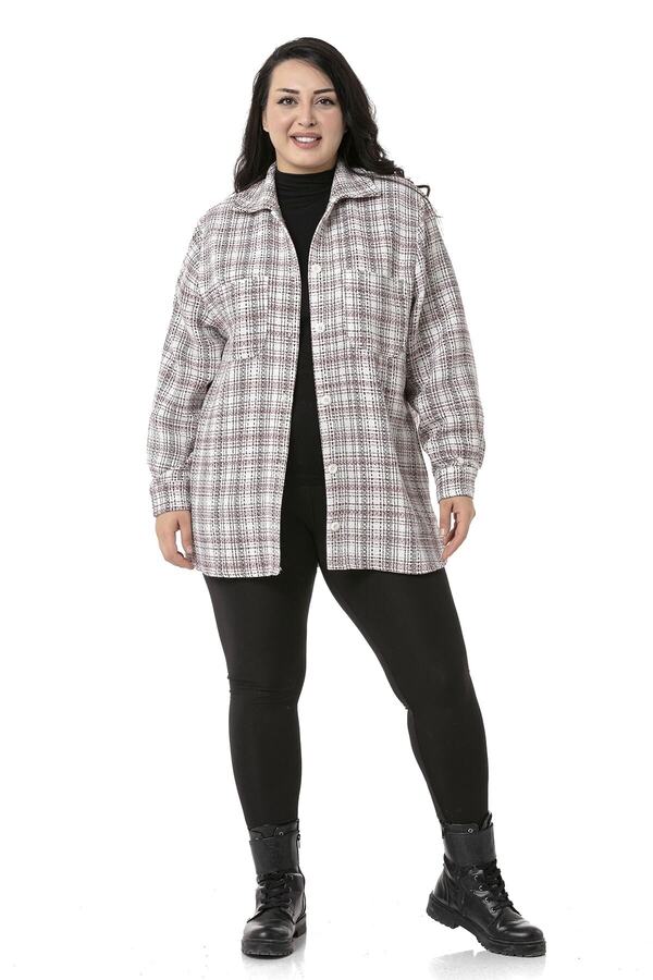 Side-slit & with Pockets Shirt Jacket — Red