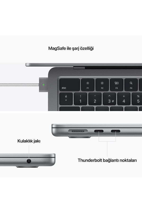 Apple Macbook Air 13.6" M2 8c Cpu 10c Gpu 8 Gb 512 Gb Ssd Uzay Grisi - Görsel 7