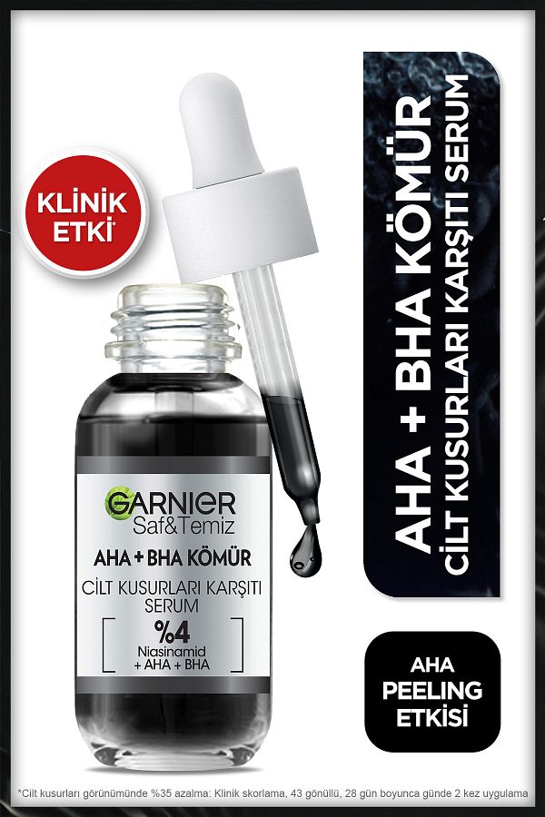 Aha Bha Cilt Kusurları Karşıtı Siyah Serum %4 [niasinamid Peeling Etkili Aha Bha] 30ml