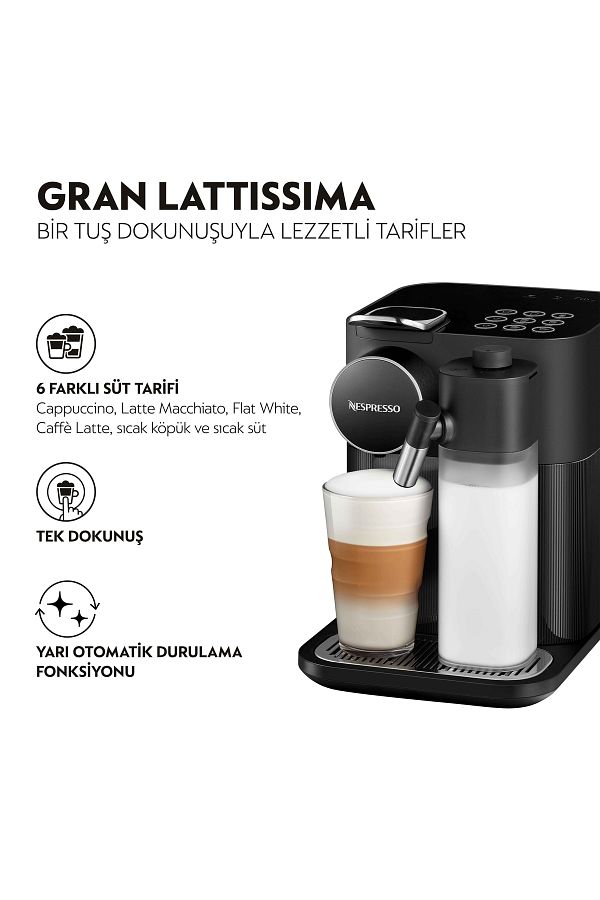 Nespresso F531 Black Gran Lattissima Kapsüllü Kahve Makinesi (siyah) - Görsel 2