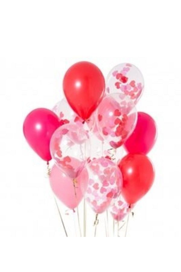 Sevgililer Günü 365 Kalp Aşk Sözcükleri Ve 5 Erli Kırmızı-şeffaf-pembe Latex Balon
