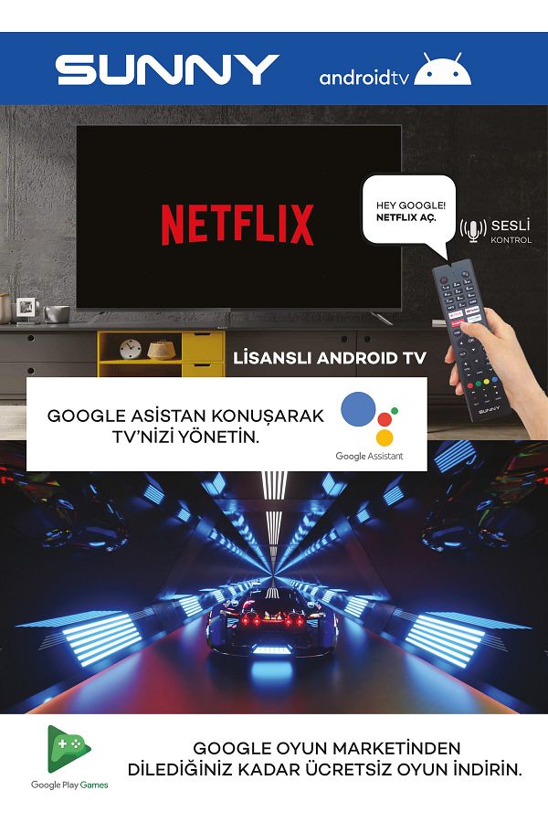 Sunny SN50LEDH6886 50" 127 Ekran 4K Ultra HD Android Google Smart LED TV - Görsel 5