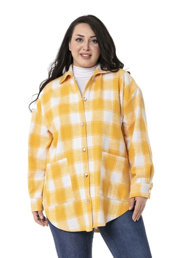 Side Button-detail Patch-pocket Cuffed Shirt — Yellow