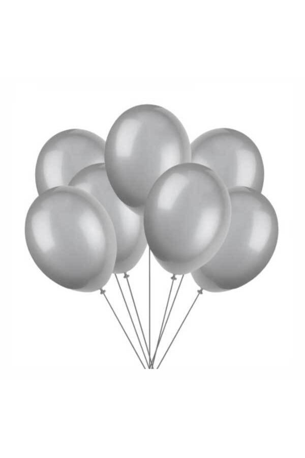 100 Adet Metalik Sedefli Gümüş Balon, Helyumla Uçan-dogum Günü-parti-kaliteli Balon