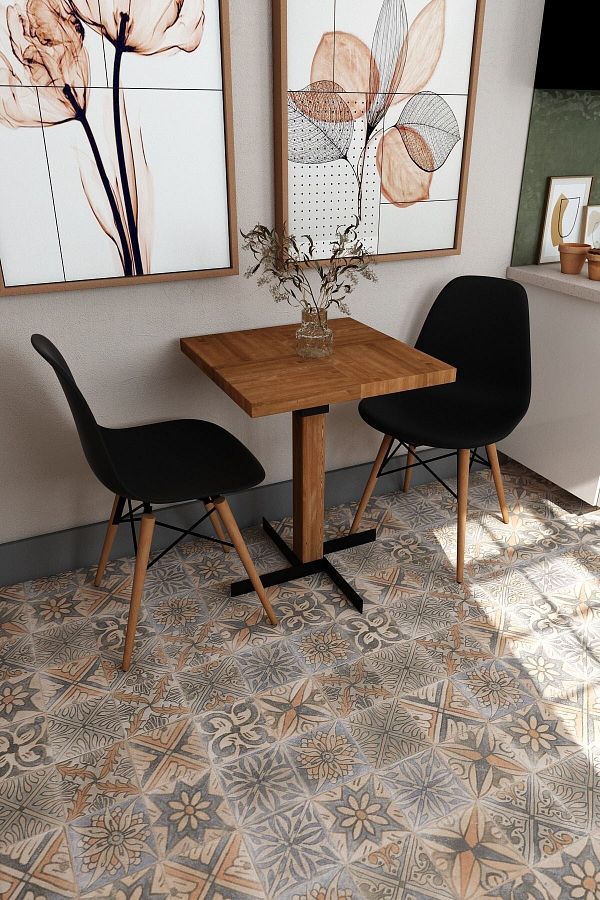 Derya Masif Ağaç Tik Renk 60x60 Masa Takımı Cpt2872-60 Woodesk