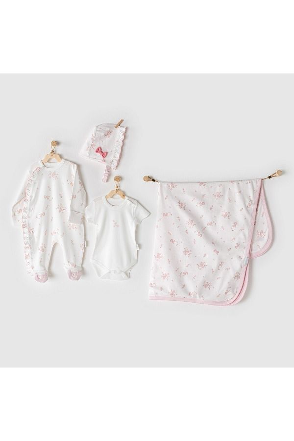 Newborn Tüllü 4'lü Bebek Hastane Çıkış Seti Ac23335