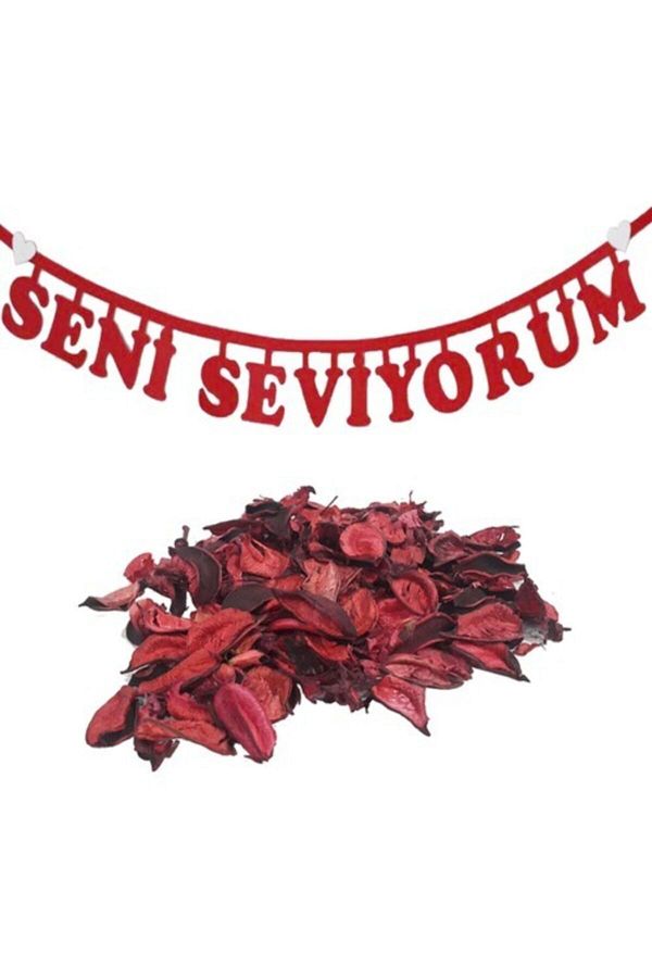 Gül Yaprağı Hediyeli Seni Seviyorum Yazı Evlilik Teklifi Yıldönüm