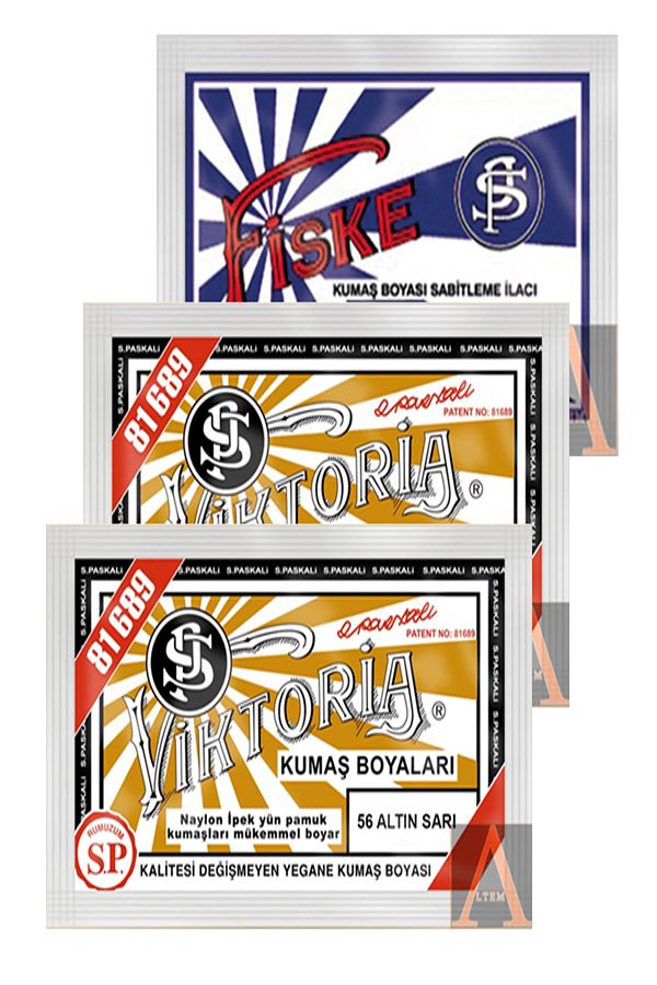 Altın Sarı Kumaş Boyası 2 Paket+1 Paket. Sabitleyici Fiske