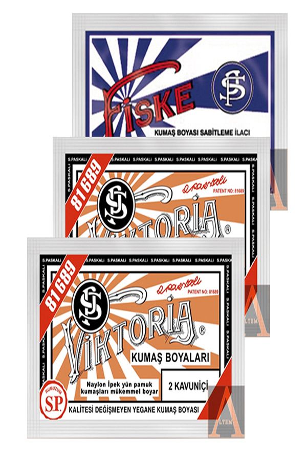 Kavuniçi Kumaş Boyası 2 Paket+1 Paket. Sabitleyici Fiske