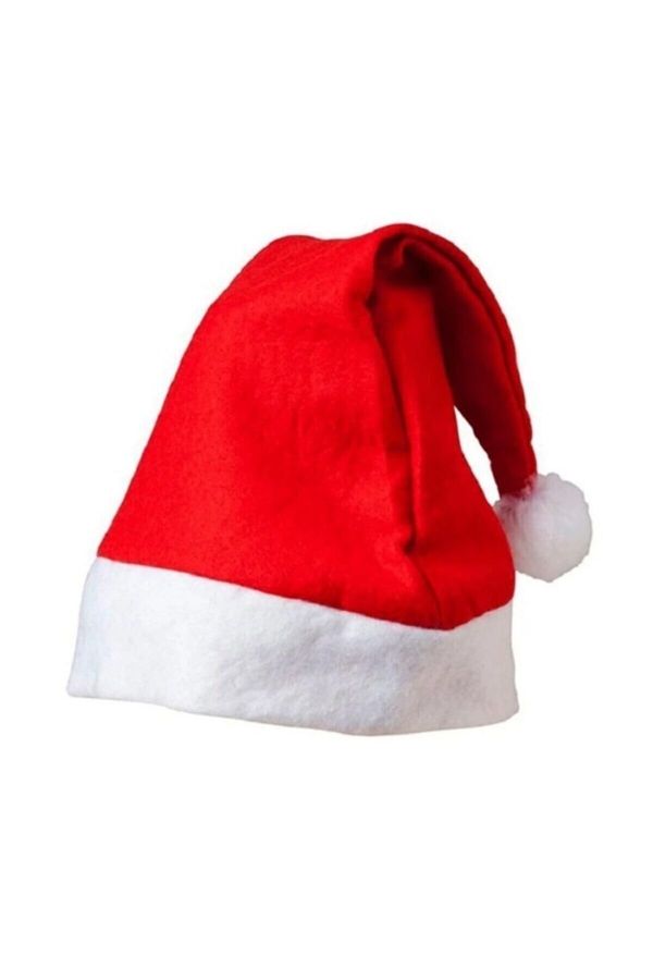 Yılbaşı Şapkası Keçe Şapka Kırmızı Yetişkin Noel Şapkası 35 Cm Noel Baba Şapkası