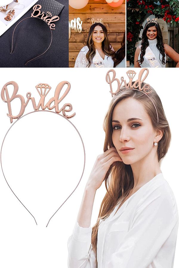 1 Adet Gümüş Gri Parlak Bride To Be Taç, Bekarlığa Veda Metal Nedime Taçı