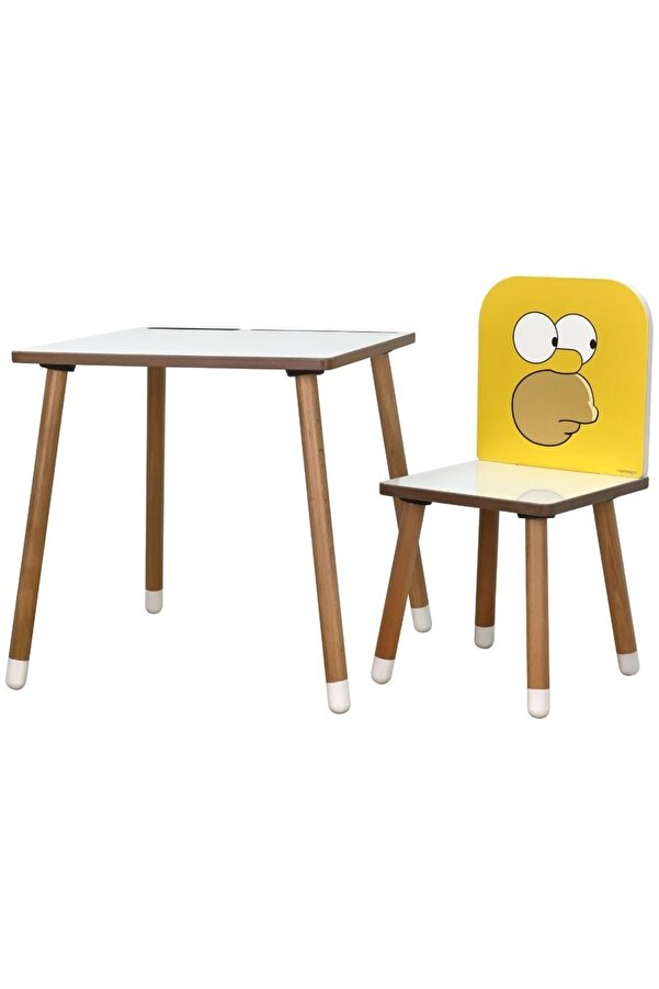Çocuk Aktivite Masa Ve Sandalye Takımı - Mdf- Homer Simpson - Yaz Sil Özellikli ODUNCONCEPT