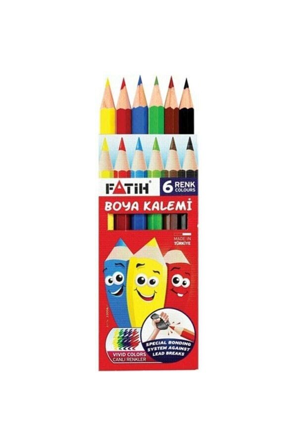 Kuru Boya Kalemi-6 Renk-yarım Boy