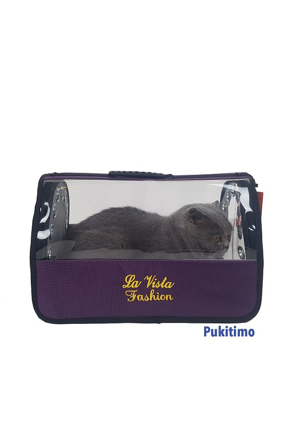Flybag Şeffaf Kedi Çantası - Mor Kedi Köpek Taşıma Çantası - Mor Bizim City Petshop