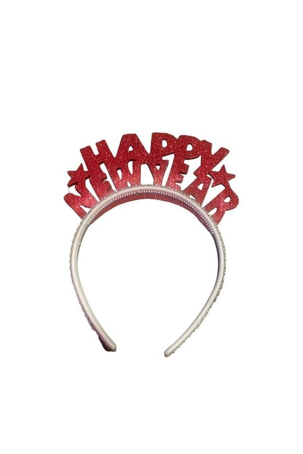 Yılbaşı Dekorasyon Eva Happy New Year Taç Kırmızı Yılbaşı Tacı