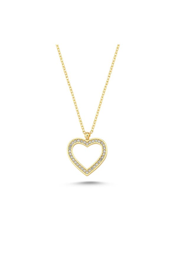 Dali's Jewelry Kalp Şekilli Kolye Ucu Beyaz Taşlı