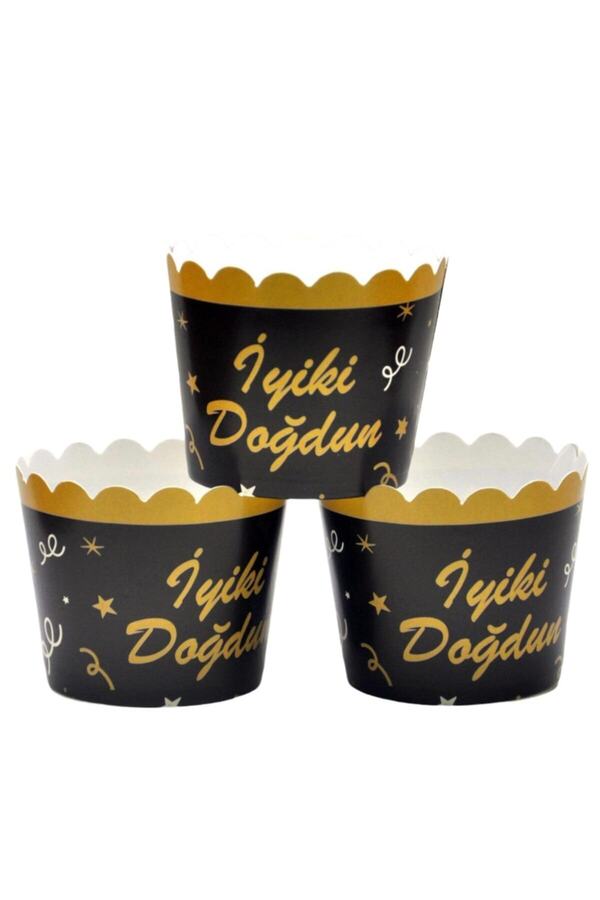 50 Li Iyi Ki Doğdun Siyah Gold Cupcake Muffin Kabı