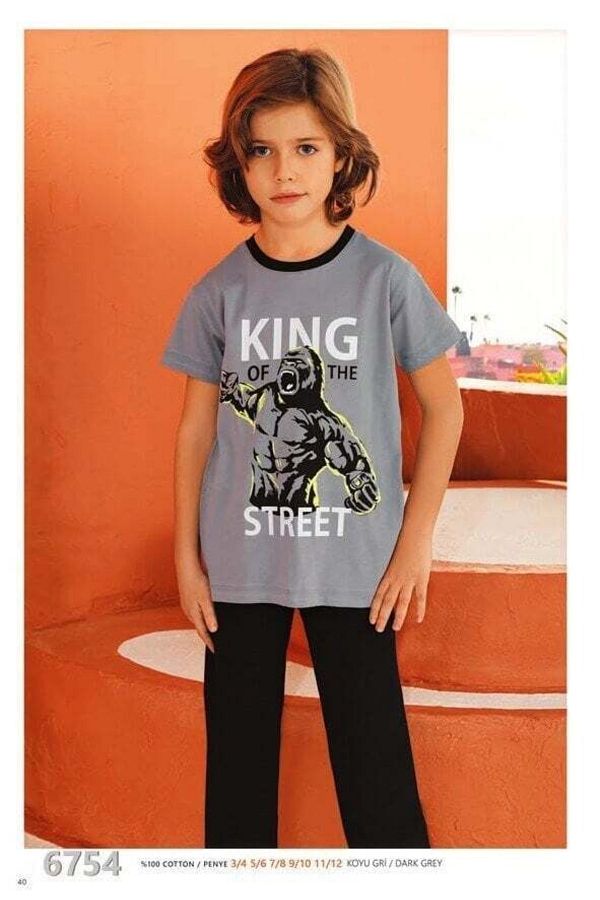 6754 Kısa Kollu Erkek Çocuk Pijama Takımı