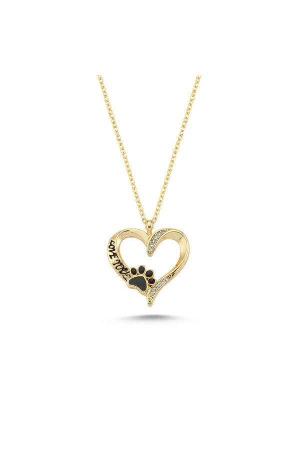 Dali's Jewelry Kalp Ve Pati Şekilli Kolye Beyaz Taşlı Blue Petshop