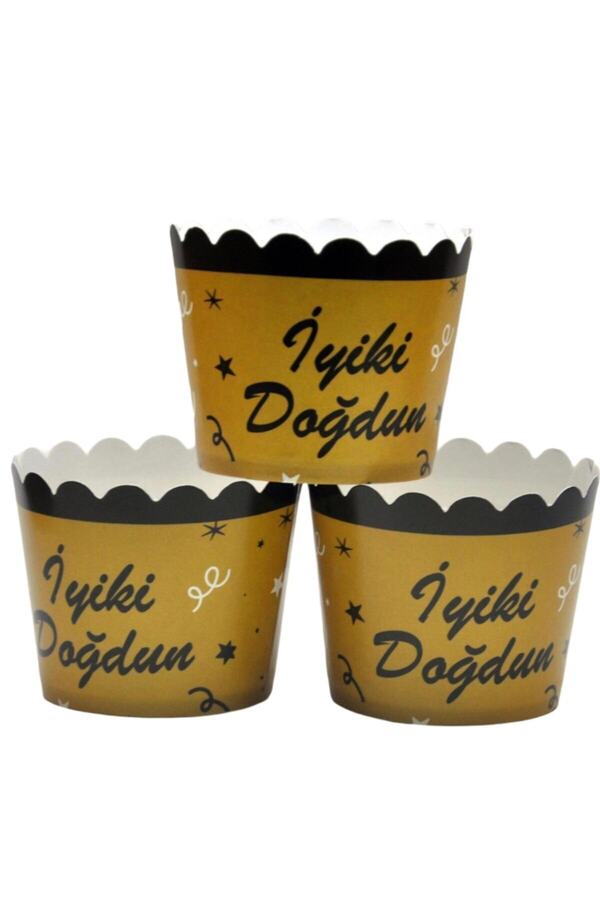 75 Li Iyi Ki Doğdun Gold Siyah Cupcake Muffin Kabı