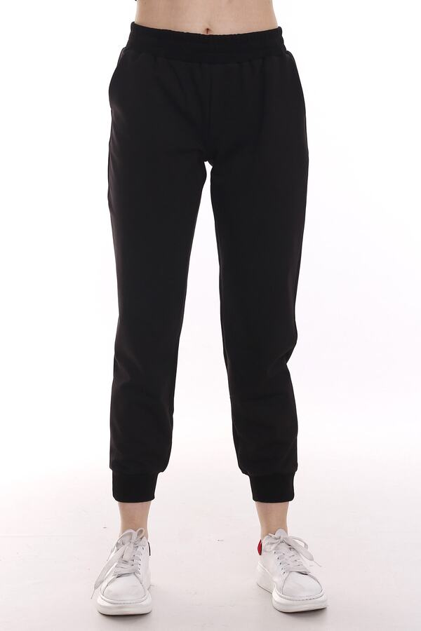 Elastic-waist Front with Pockets Joggers — Black