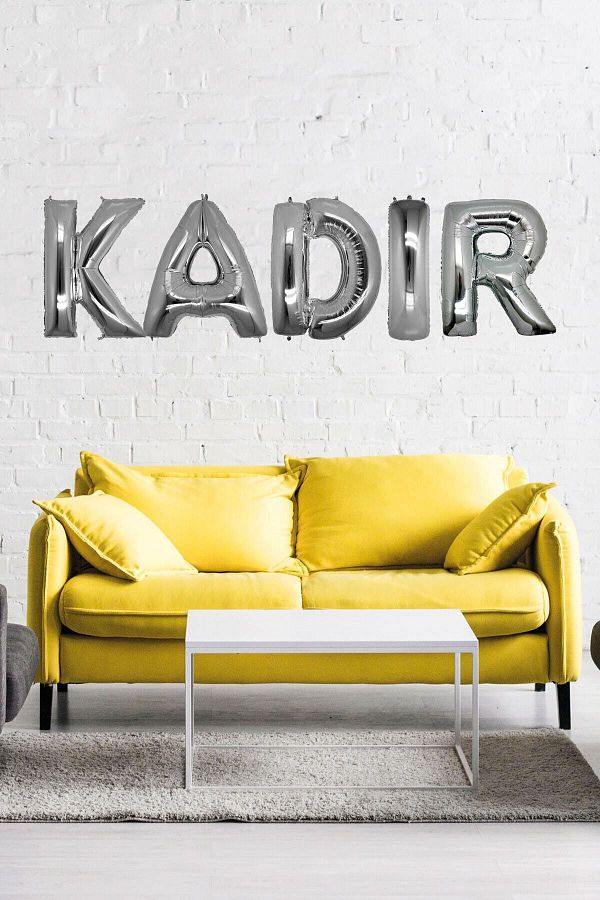 Doğum Günü Kadir Gümüş Harf Folyo Balon Set 40cm Isim Balon