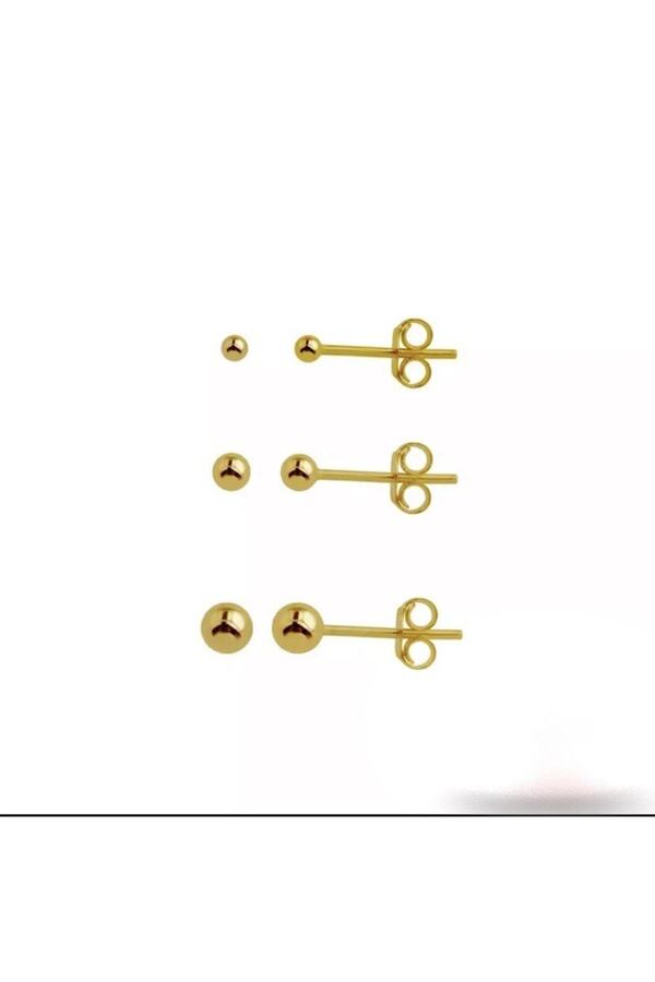 Cerrahi Çelik Gold Renk Bir Çift Top Küpe