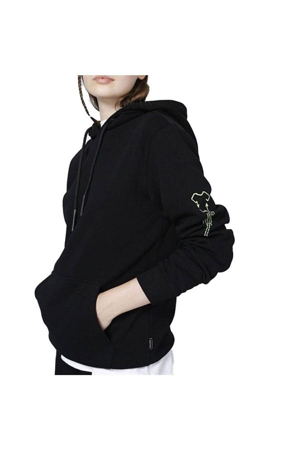 Kolu Baskılı Oversize Kapişonlu Sweat-siyah SOYDAN TEKSTIL