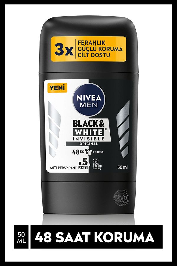 Men Erkek Stick Deodorant Black&White Invisible Original ,48 Saat Anti-perspirant Koruma ,50ml