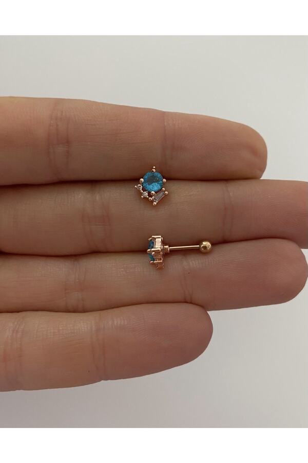 Cerrahi Çelik Zirkon Taşlı Tragus Kıkırdak Conch Helix Lobe Uyumlu Piercing Küpe