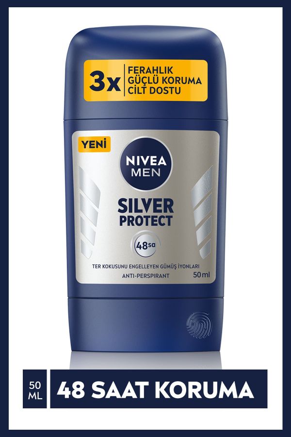 Men Erkek Stick Deodorant Silver Protect 50 ml Ter Ve Ter Kokusna Karşı 48 Saat Anti-perspirant