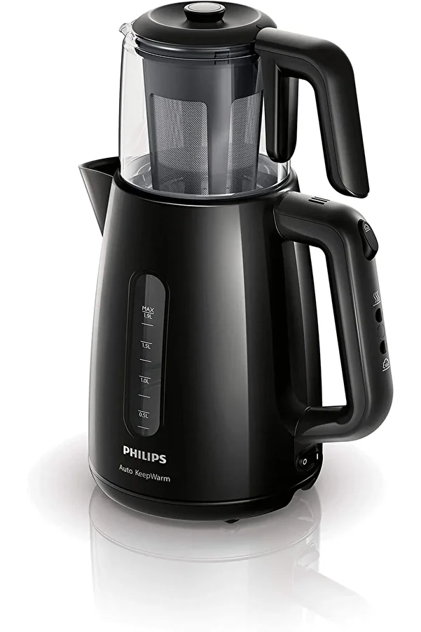Philips 1700w, 1900ml, Cam Demlik, Siyah Çay Makinesi - Görsel 2