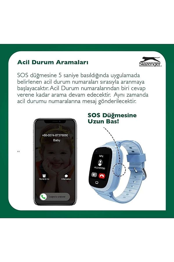 Slazenger SL.09.2158.5.02 Slazenger  Tiger Kids Marka Sim Kartlı Çocuk Akıllı Saati Sim Kart Takılabilir Görün - Görsel 5
