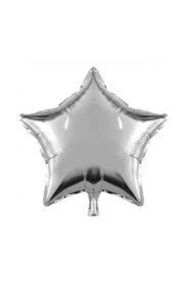 Gri (Gümüş) Yıldız Folyo Balon 60cm Helyumla Uçan HappyLand